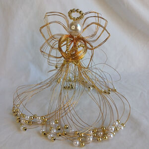 Vintage Handmade Beaded Angel Tree Topper Christmas